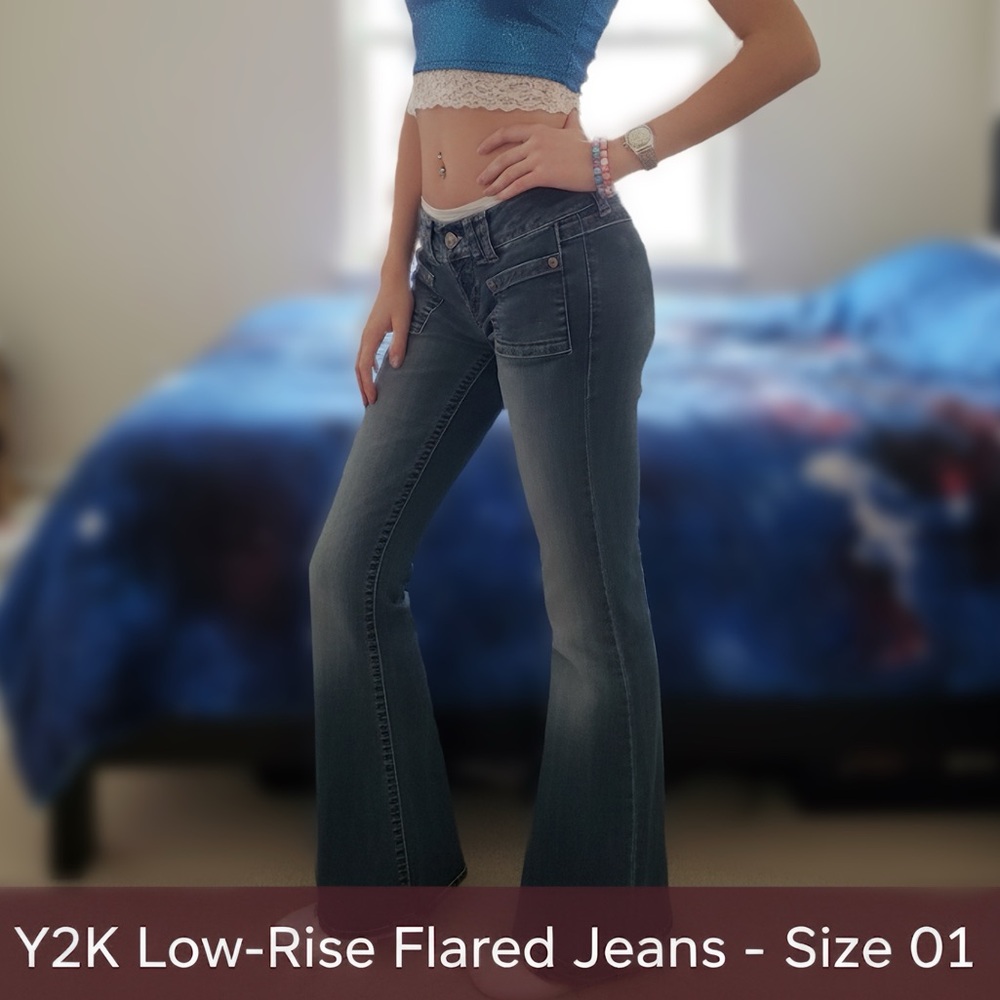 Garage Y2K Low-Rise fitted Flare Jeans | 01